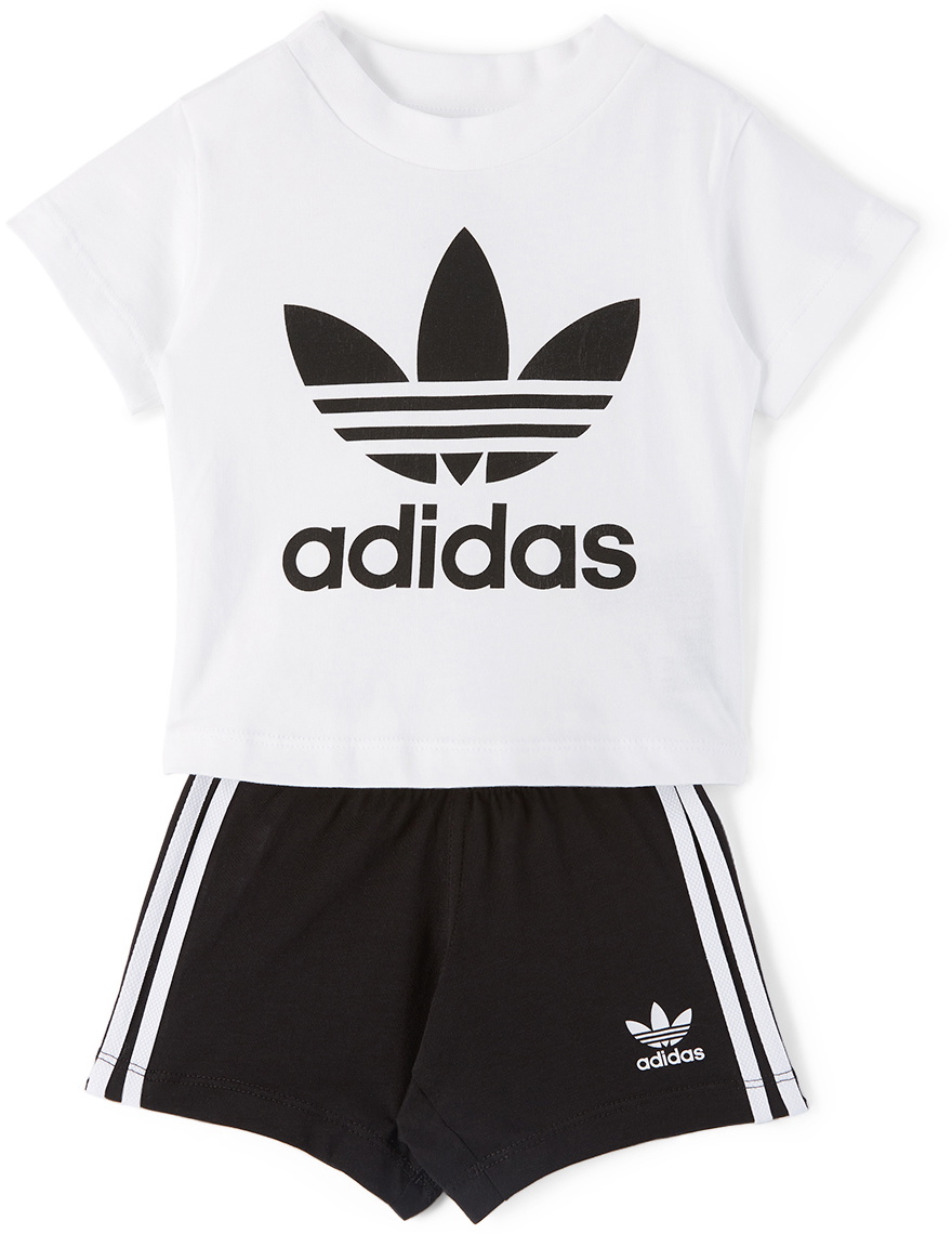 Pas op Waarschijnlijk Canada adidas Kids Baby White & Black Trefoil T-Shirt & Shorts Set
