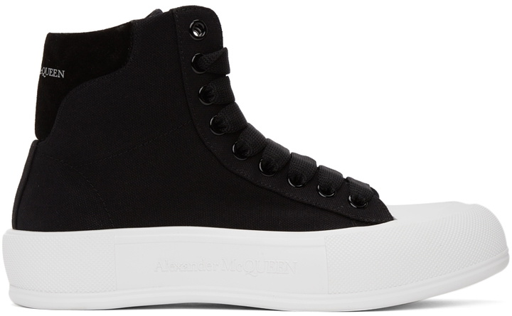 Photo: Alexander McQueen Black Deck Plimsoll High Top Sneakers