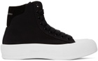 Alexander McQueen Black Deck Plimsoll High Top Sneakers