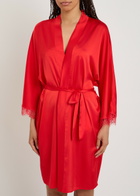 Simone PÉRÈLE Satin Secrets Lace-trimmed Satin Robe Pink