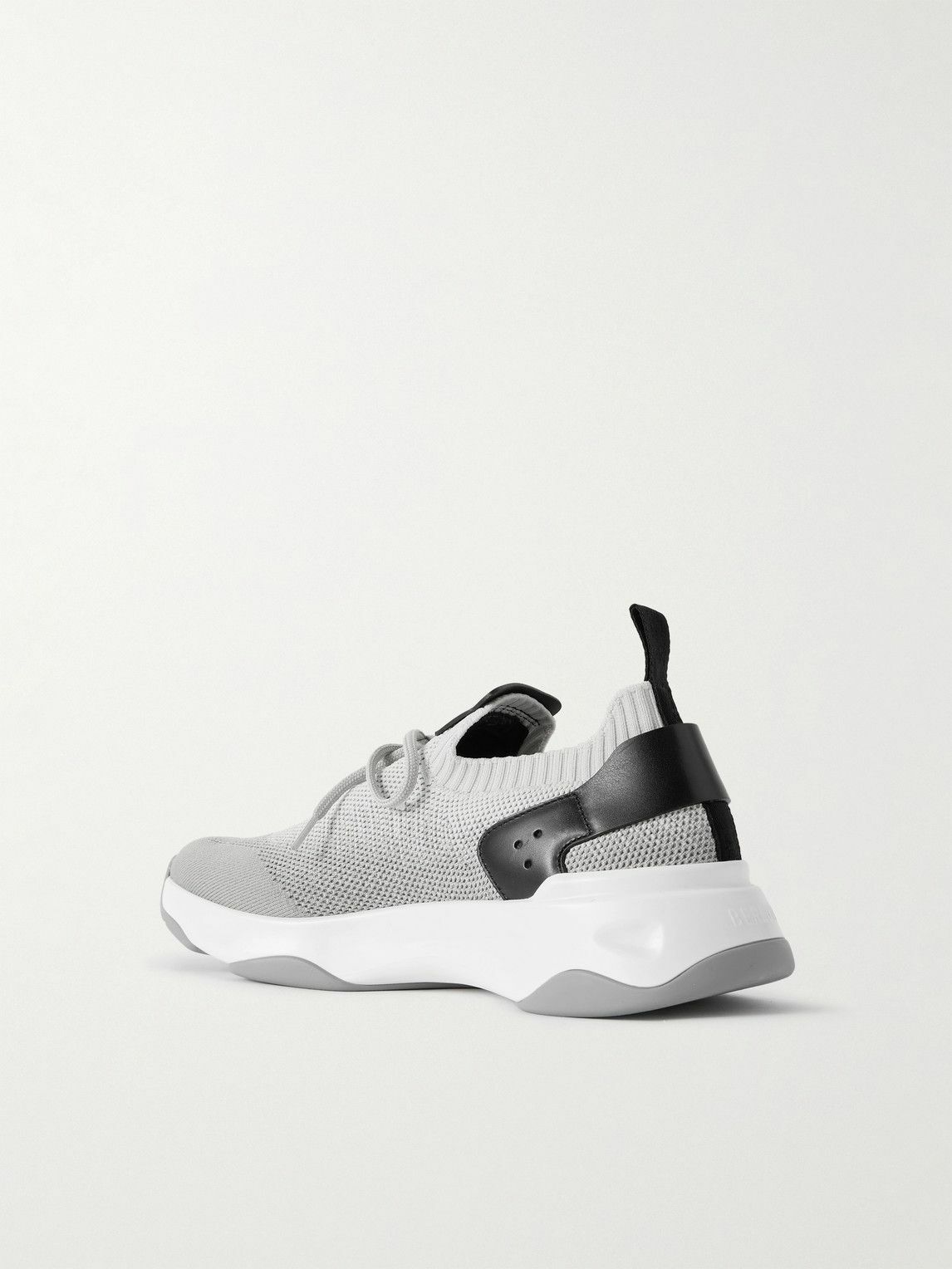 Berluti - Shadow Leather-Trimmed Stretch-Knit Sneakers - Gray