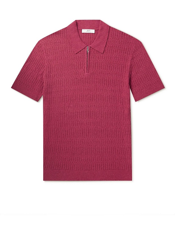 Photo: Mr P. - Pointelle-Knit Cotton-Blend Half-Zip Polo Shirt - Pink