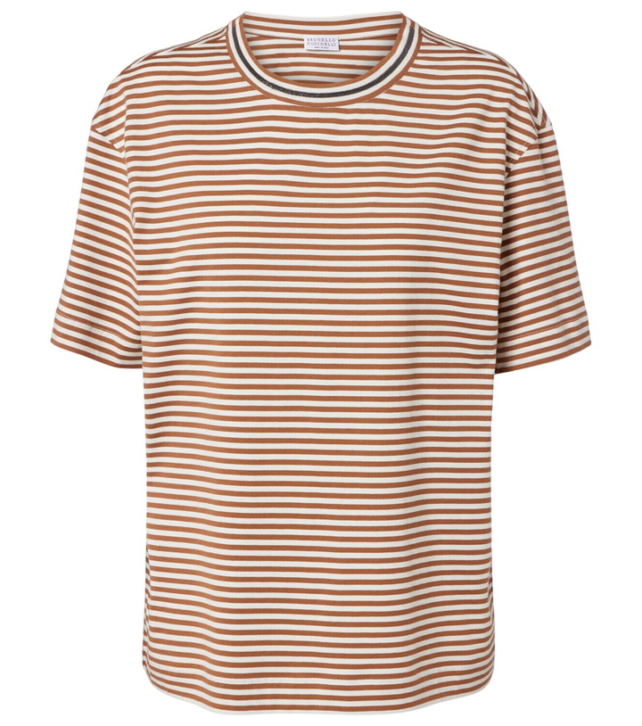 Photo: Brunello Cucinelli Striped oversized cotton jersey T-shirt