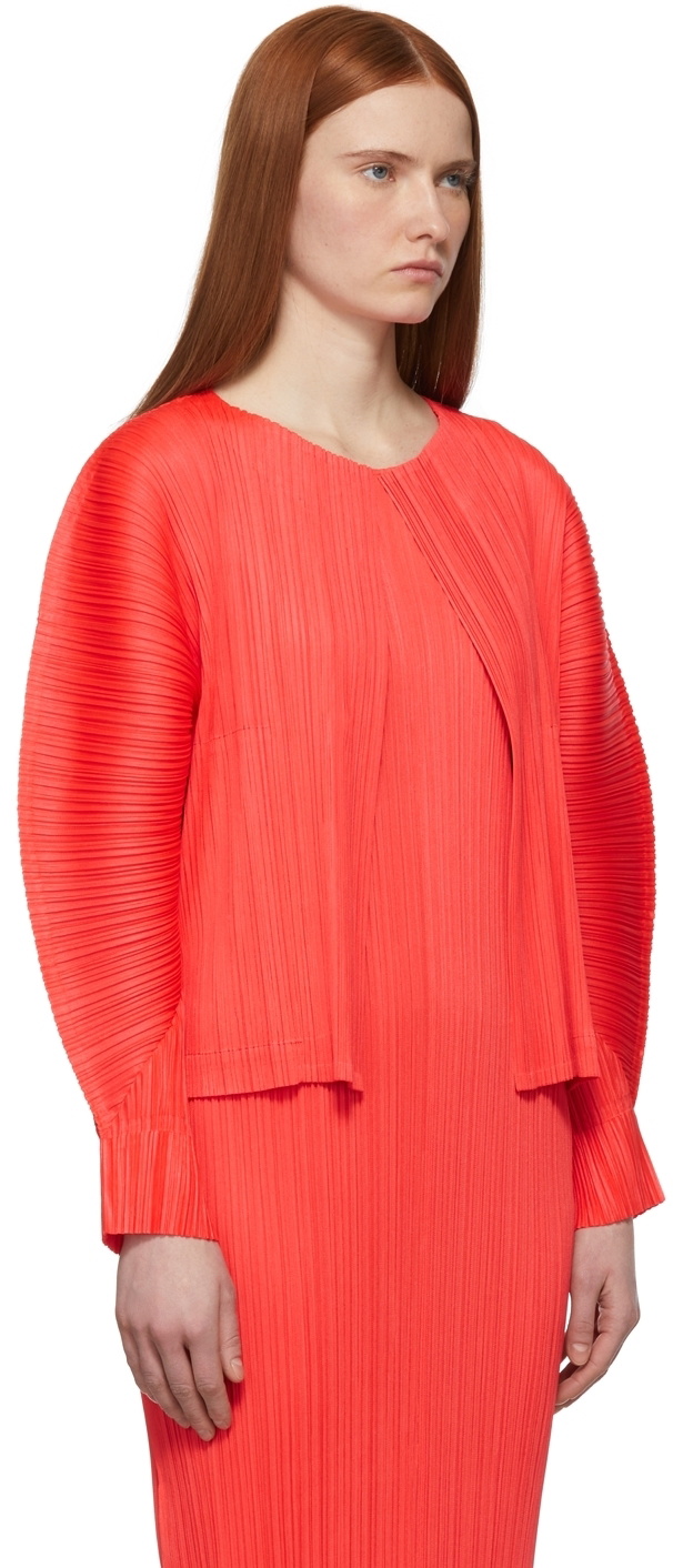 Pleats Please Issey Miyake Red Monthly Colors January Cardigan