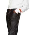 Heron Preston Black Leather Straight Leg Trousers