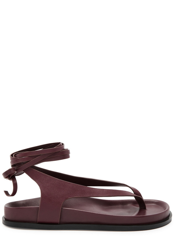 Photo: A.emery Shel Lace-up Leather Thong Sandals Maroon