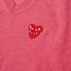 Comme des Garçons Play Men's Overlapping Heart V-Neck Jumper in Pink