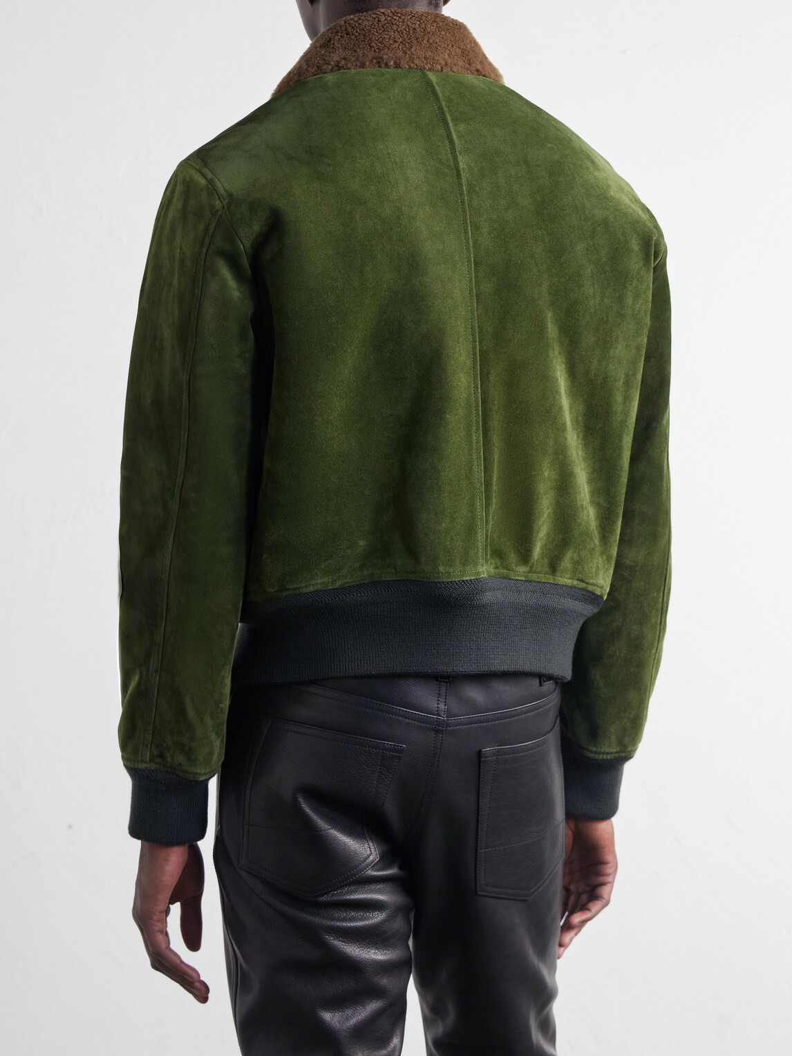 TOM FORD - Shearling-Trimmed Suede Bomber Jacket - Green