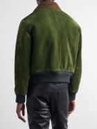 TOM FORD - Shearling-Trimmed Suede Bomber Jacket - Green