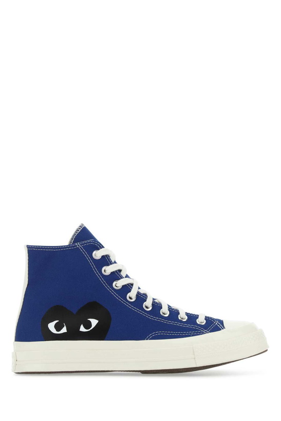 Photo: Comme des Garçons Play Blue Canvas Comme Des Garã§ons X Converse Sneakers