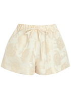 Simone Rocha Floral-jacquard Satin Shorts Cream