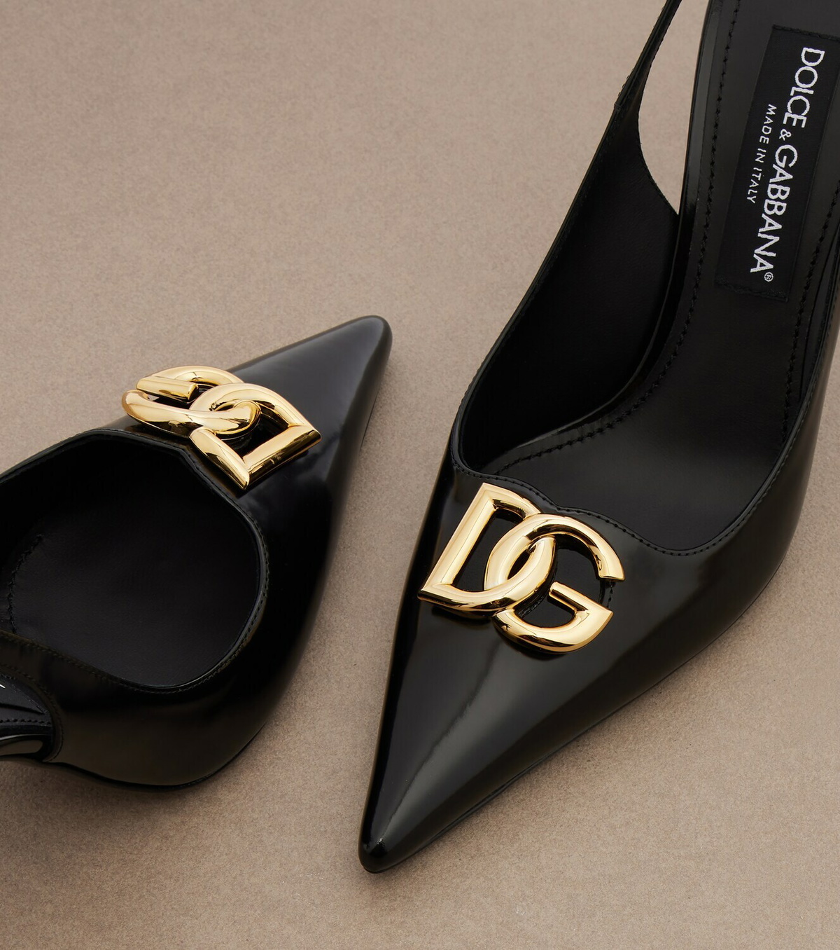 Dolce&Gabbana Lollo DG patent leather slingback pumps