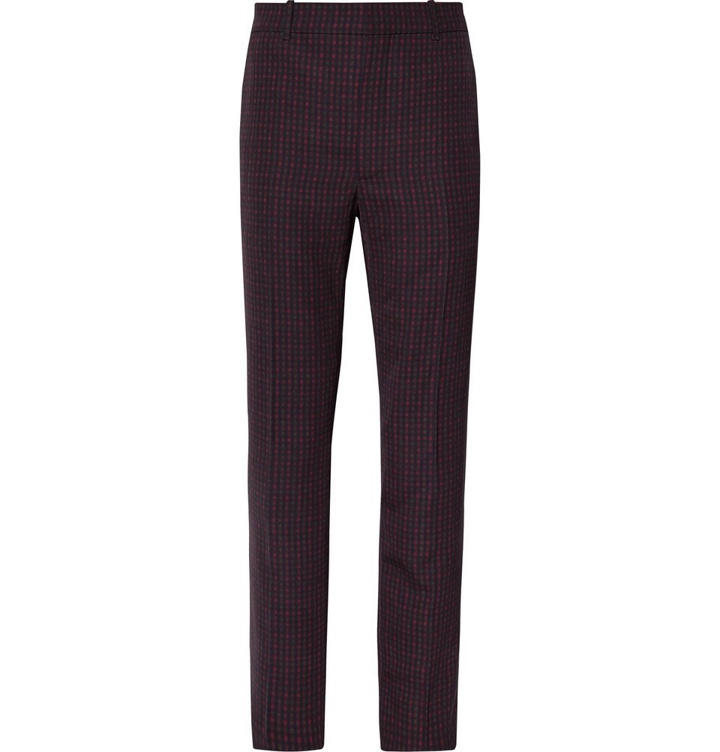Photo: Balenciaga - Slim-Fit Checked Twill Trousers - Men - Claret