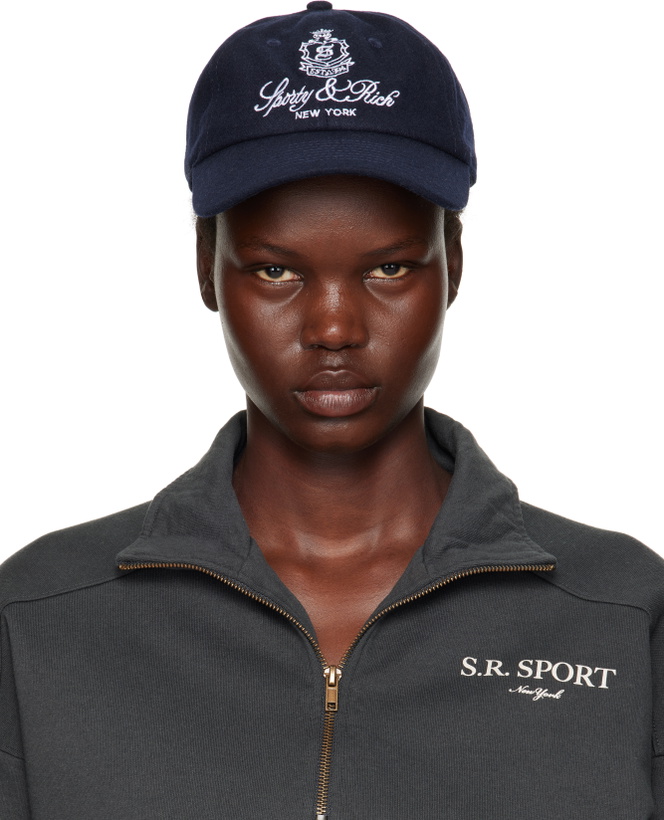 Photo: Sporty & Rich Navy Vendome Wool Cap
