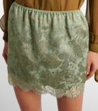 Saint Laurent Lace-trimmed cotton-blend jacquard miniskirt