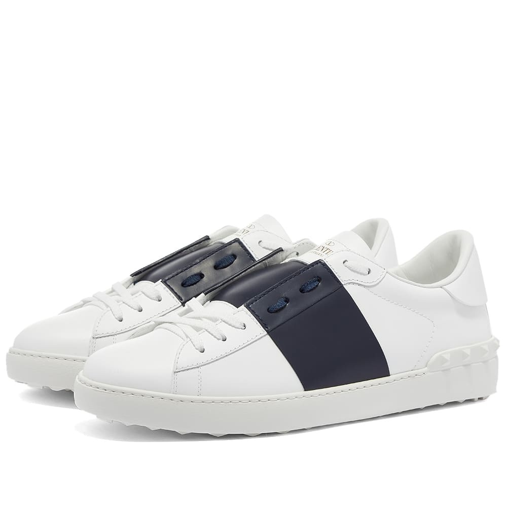 Valentino Men's Open Low Top Sneakers in White/Navy Valentino