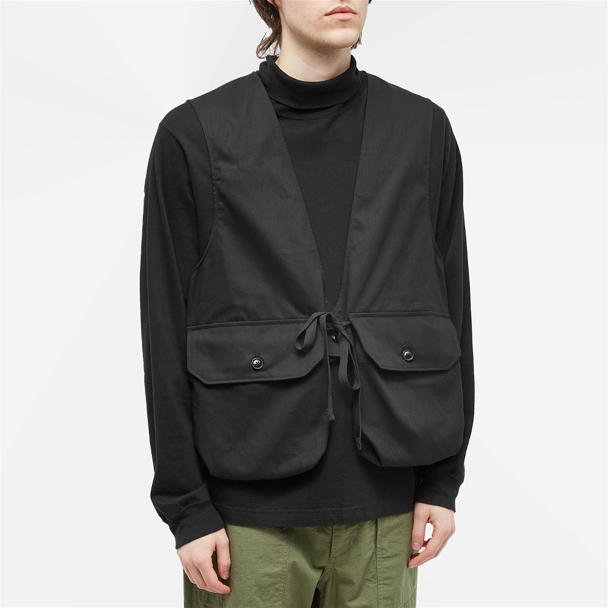 Engineered Garments Men's Fowl Vest in Black Twill Engineered Garments