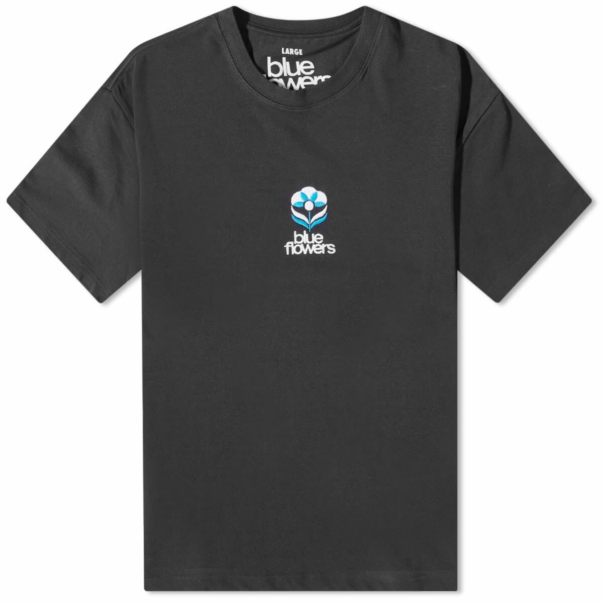 Blue Flowers Men's Flower T-Shirt in Black