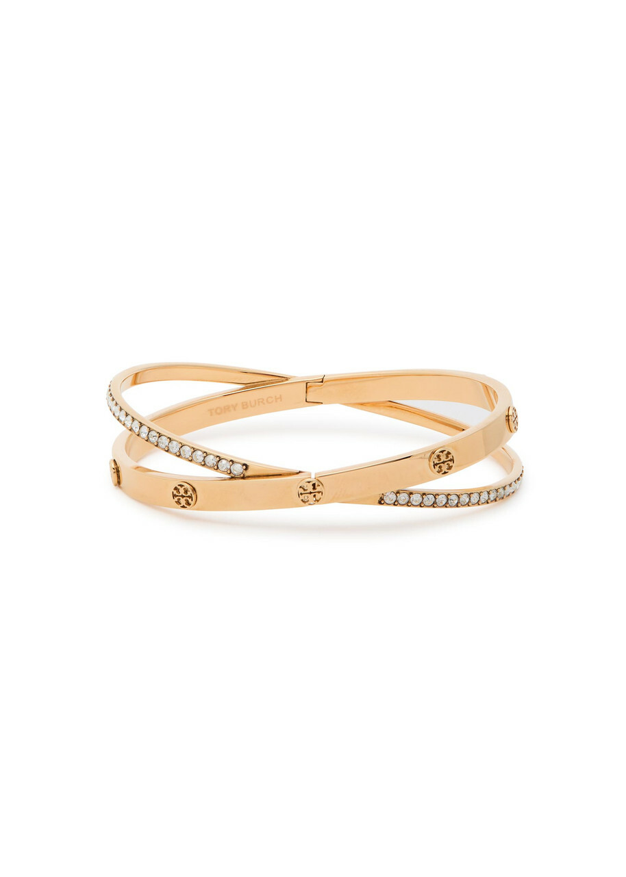 Tory Burch Icon Double Pavé 18kt Gold-plated Bracelet