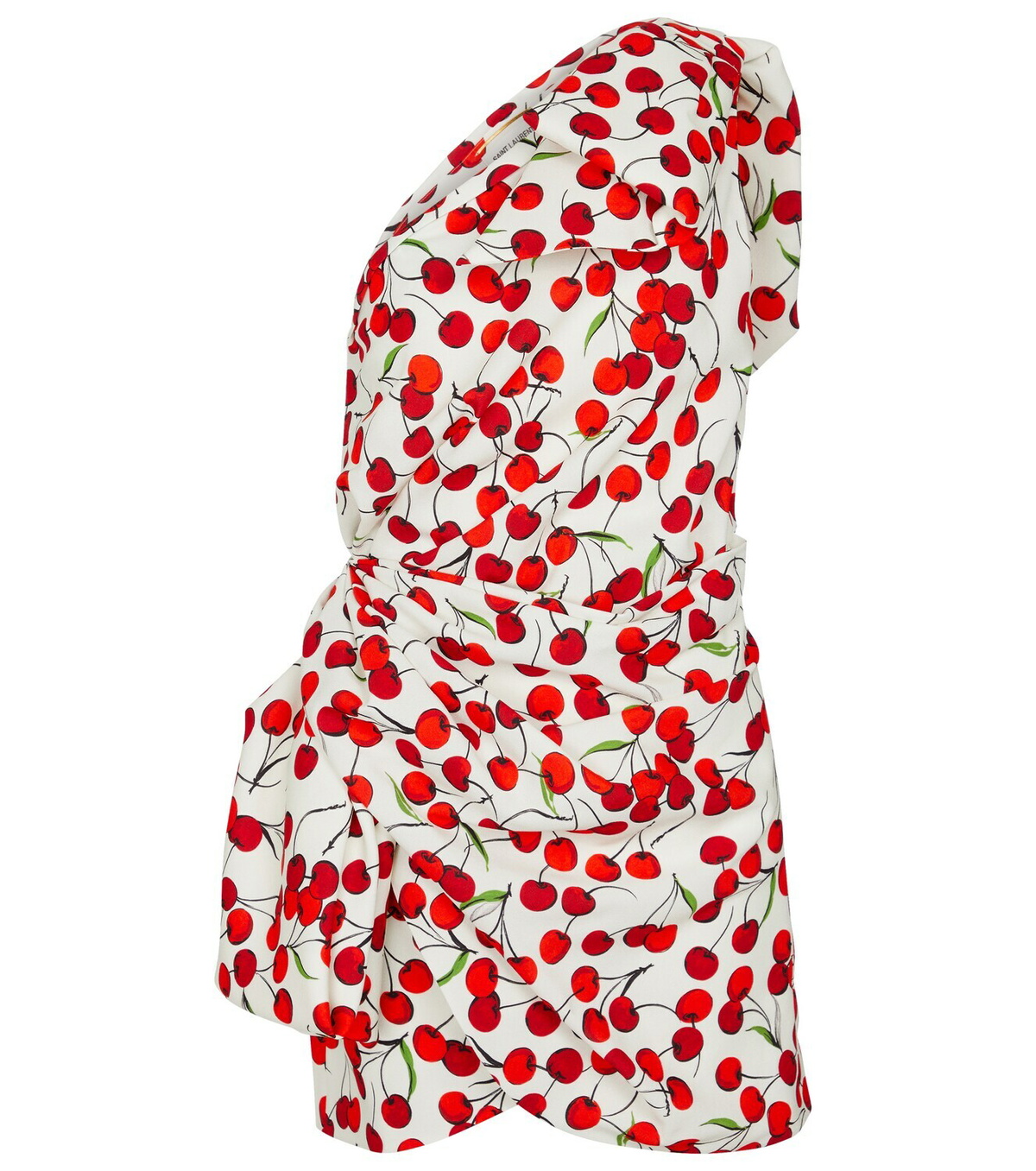Saint Laurent One-shoulder printed sablé minidress Saint Laurent