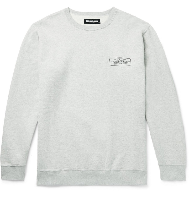 Photo: Neighborhood - Logo-Print Mélange Loopback Cotton-Jersey Sweatshirt - Gray