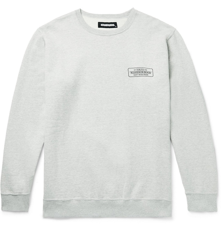 Photo: Neighborhood - Logo-Print Mélange Loopback Cotton-Jersey Sweatshirt - Gray