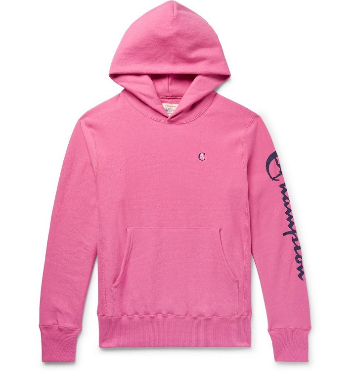 Photo: Todd Snyder Champion - Logo-Print Loopback Cotton Jersey Hoodie - Pink