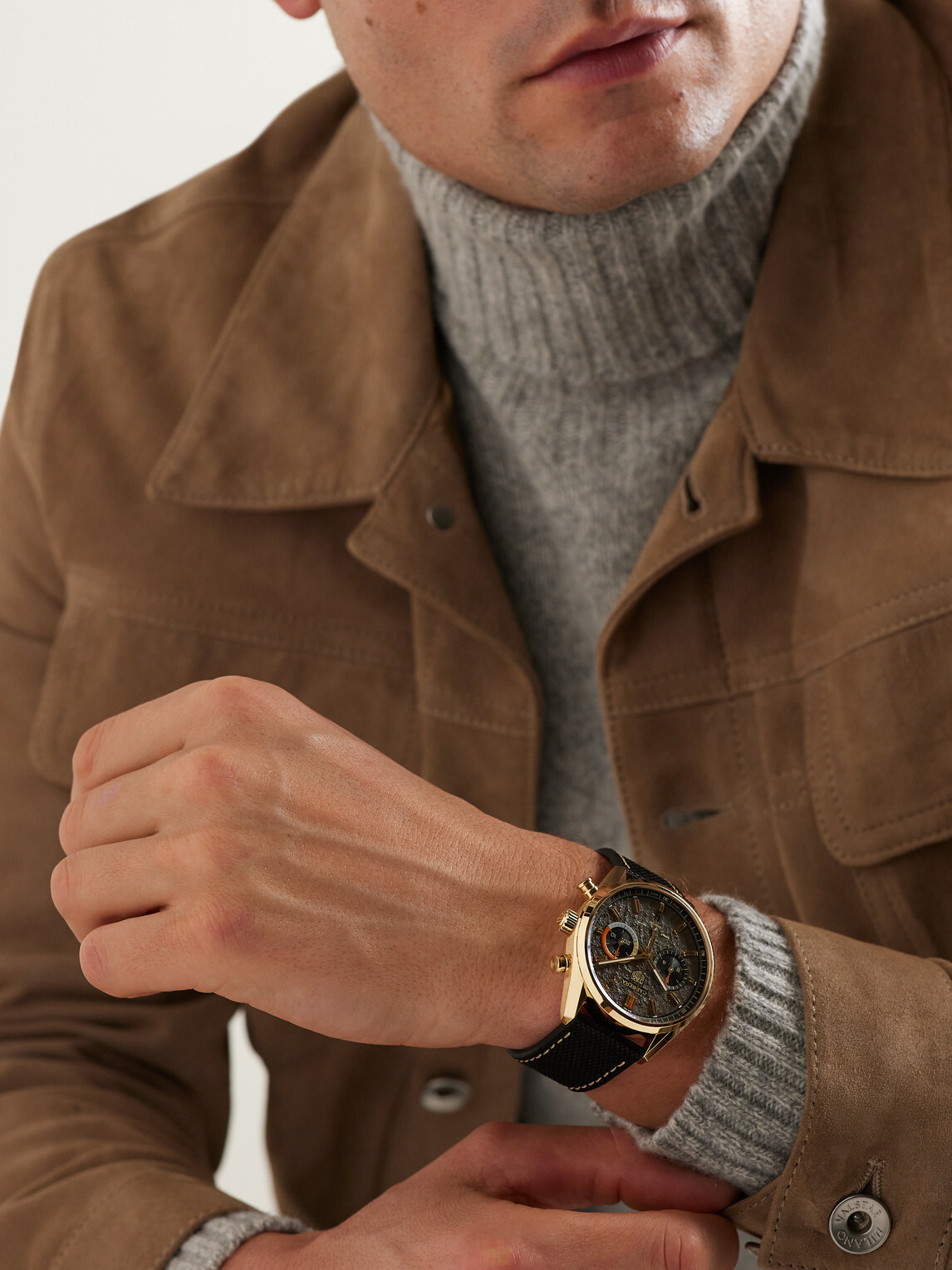 Bamford Watch Department - TAG Heuer Carrera Limited Edition Automatic 42mm 18-Karat Gold and Canvas Watch