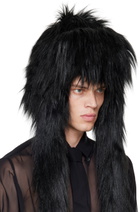 VAQUERA Black Furry Faux-Fur Aviator Hat