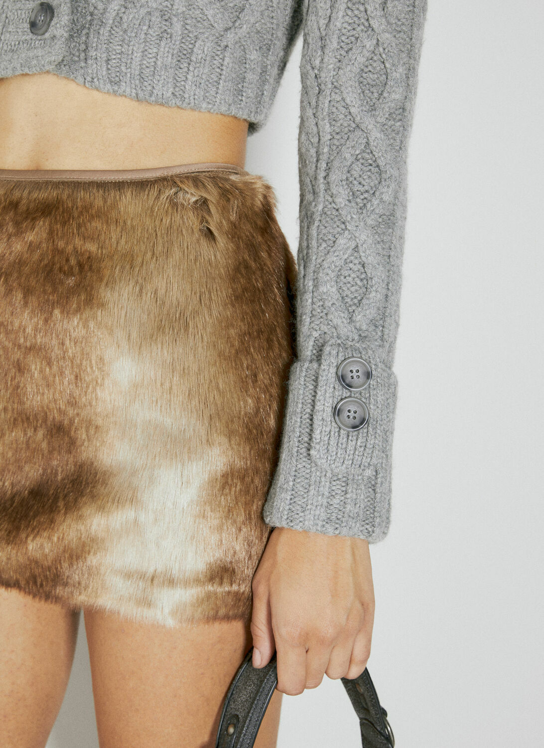 Guess USA Faux Fur Cable Sweater