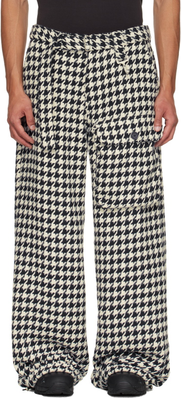 Photo: Reese Cooper Navy & White Houndstooth Patch Pocket Belted Trousers