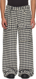Reese Cooper Navy & White Houndstooth Patch Pocket Belted Trousers