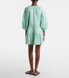 Juliet Dunn Embroidered scalloped cotton poplin minidress