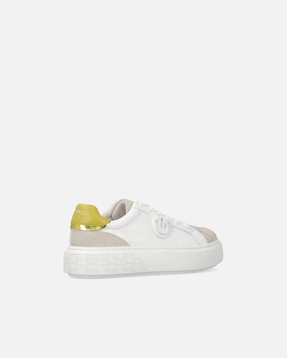 Pinko Sneakers With Platform Sole And Coloured Heel White/Lime