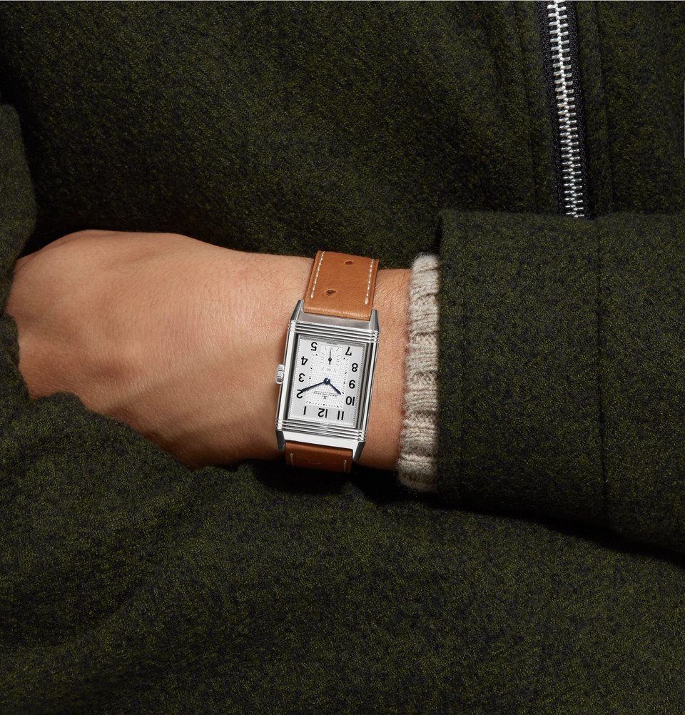 Jaeger-LeCoultre - Reverso Classic Large 27mm Stainless Steel and Ostrich Watch - Silver
