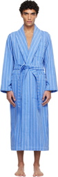 Tekla Blue & White Terry Classic Bathrobe