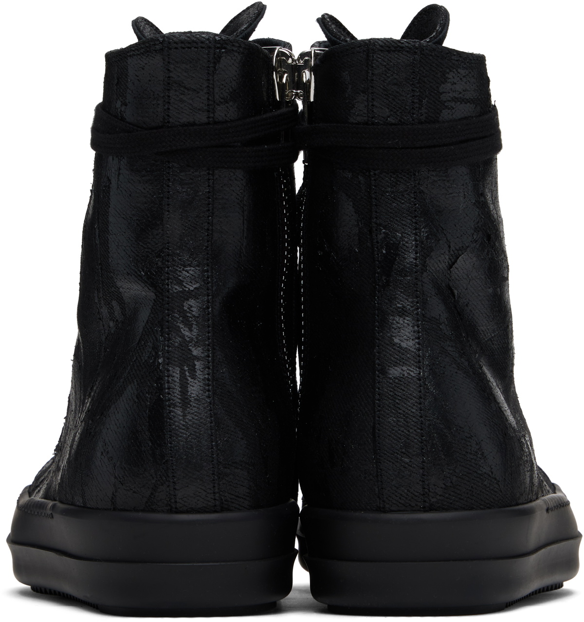 DRKSHDW【RICK OWENS】Hollywood Megacrust Denim Sneaks Rick Owens DRKSHDW Black Hollywood Megacrust Denim Sneaks