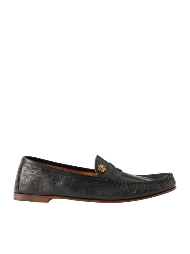 Photo: Versace - Logo-Embellished Leather Penny Loafers - Black