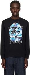 BAPE Black ABC Camo Japanese Letters Long Sleeve T-Shirt