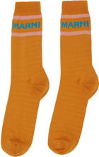 Marni Orange Logo Cuffs Socks