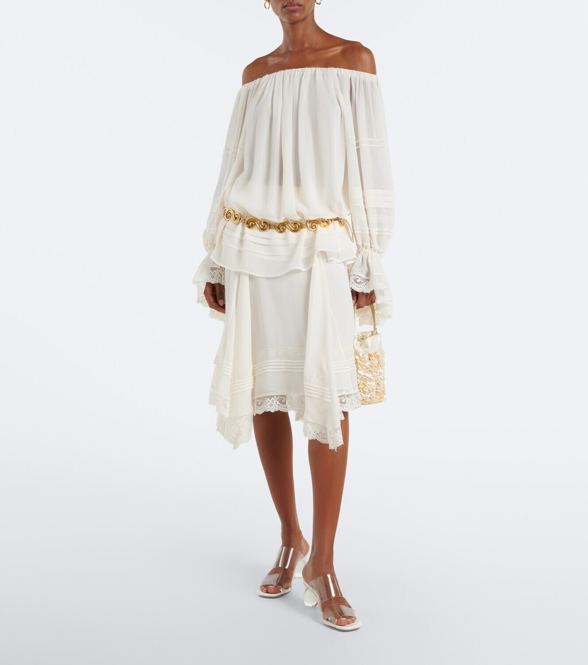 Xu Zhi Lace-trimmed off-shoulder top