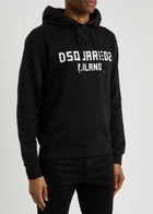 DSQUARED2 Cool Fit Logo Hooded Cotton Sweatshirt Black And White