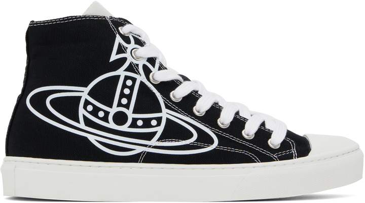 Photo: Vivienne Westwood Black High-Top Canvas Plimsoll Sneakers