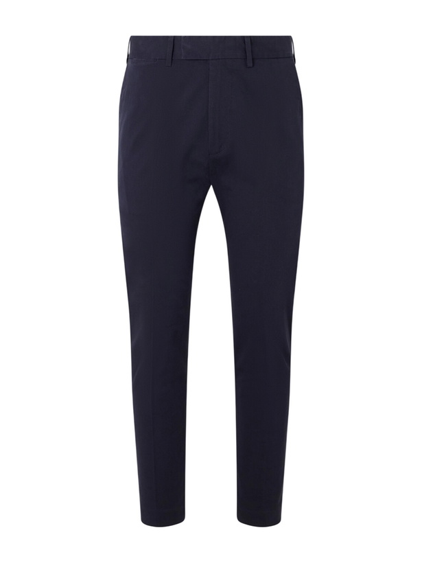 Photo: TOM FORD - Tapered Cotton-Blend Twill Trousers - Blue
