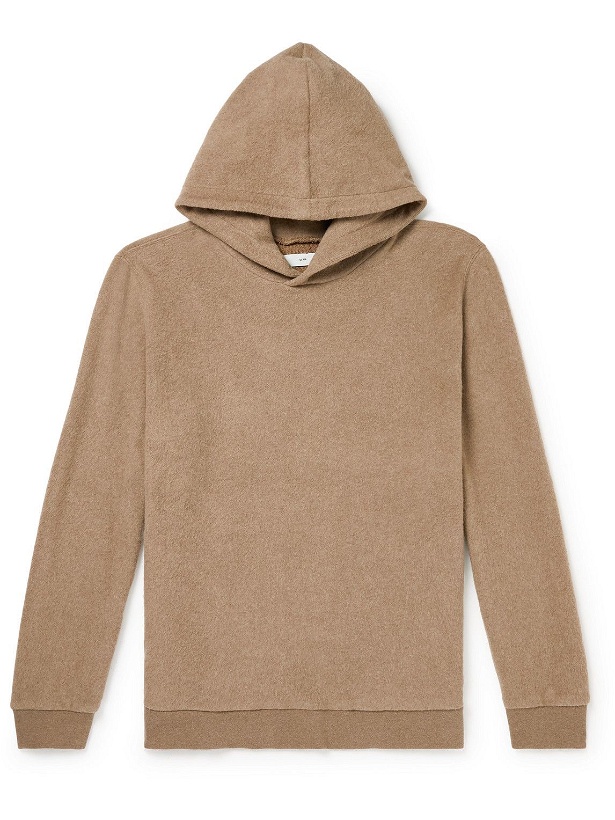 Photo: SSAM - Charles Brushed Cotton and Camel Hair-Blend Hoodie - Brown