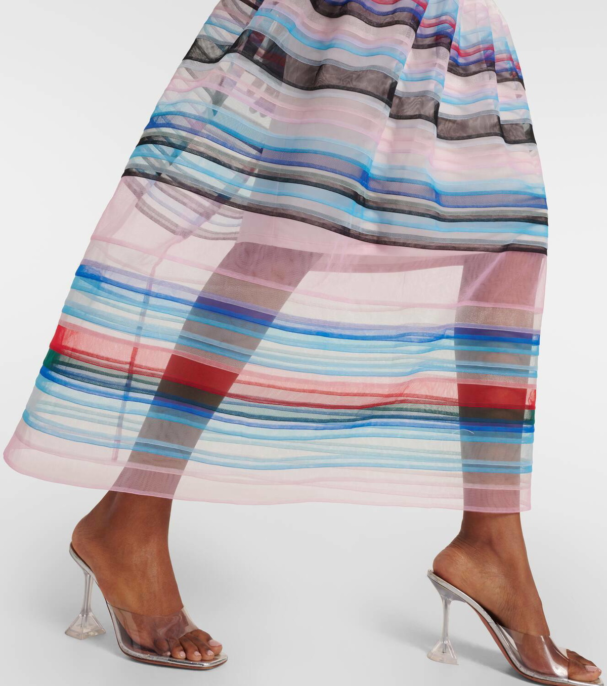 Susan Fang Beaded striped midi dress