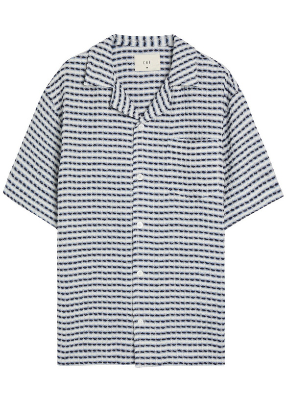 Photo: Che Textured Patterned Linen Shirt Navy