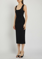 Emporio Armani Textured-knit Midi Dress Black