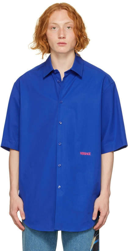 Photo: Versace Blue Embroidered Shirt