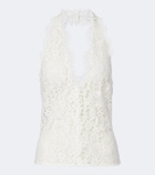Stella McCartney Halterneck cotton-blend lace top